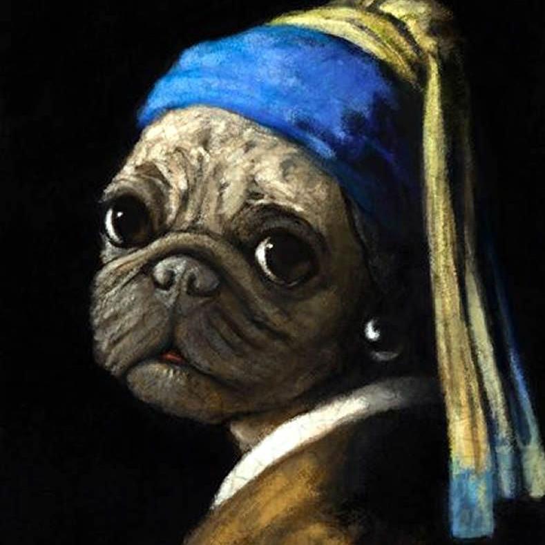 Cuadro de mascota profesión artista