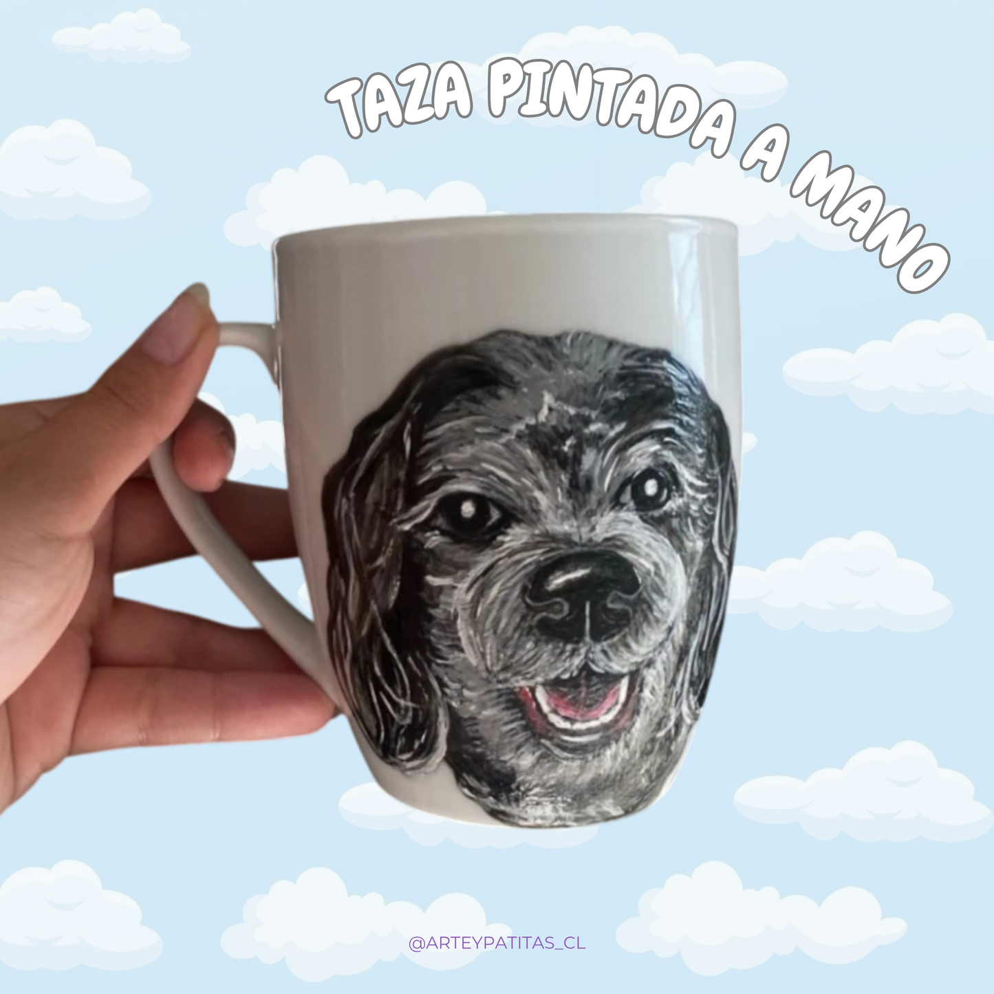 Taza única pintada a mano