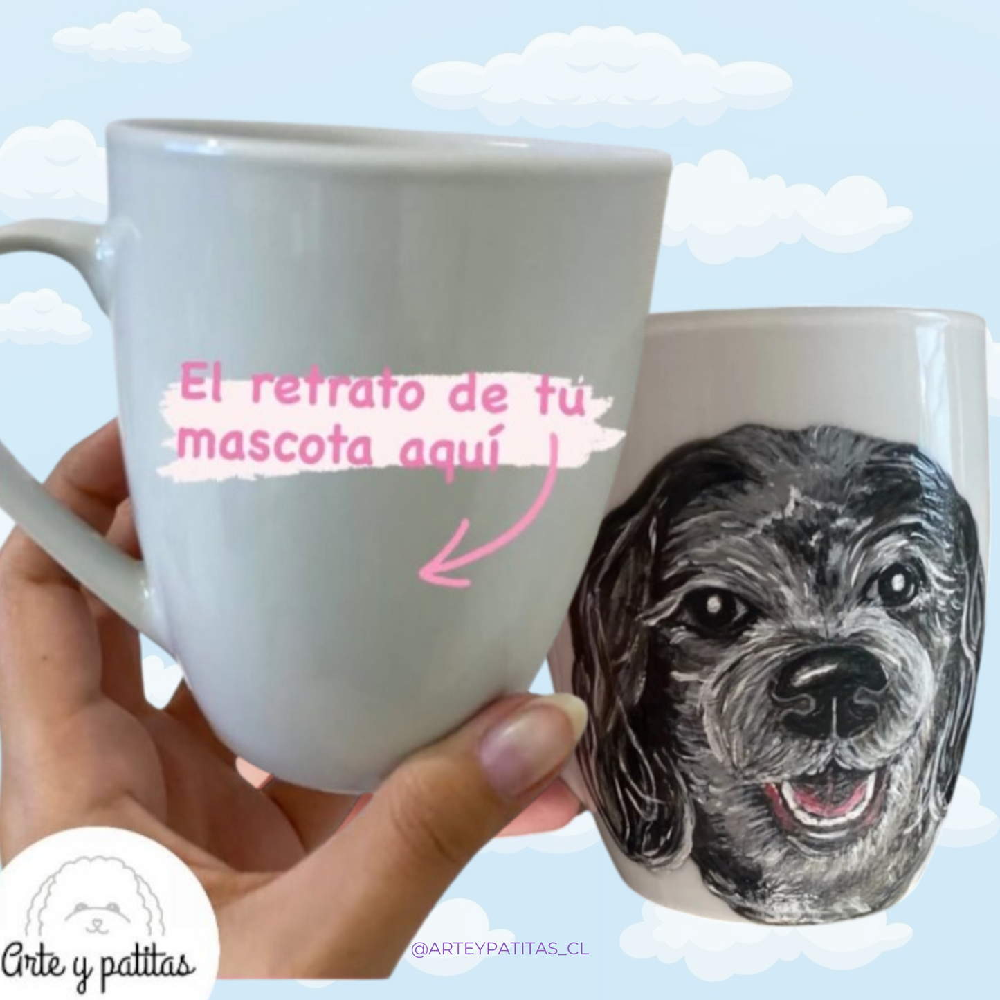 Taza única pintada a mano