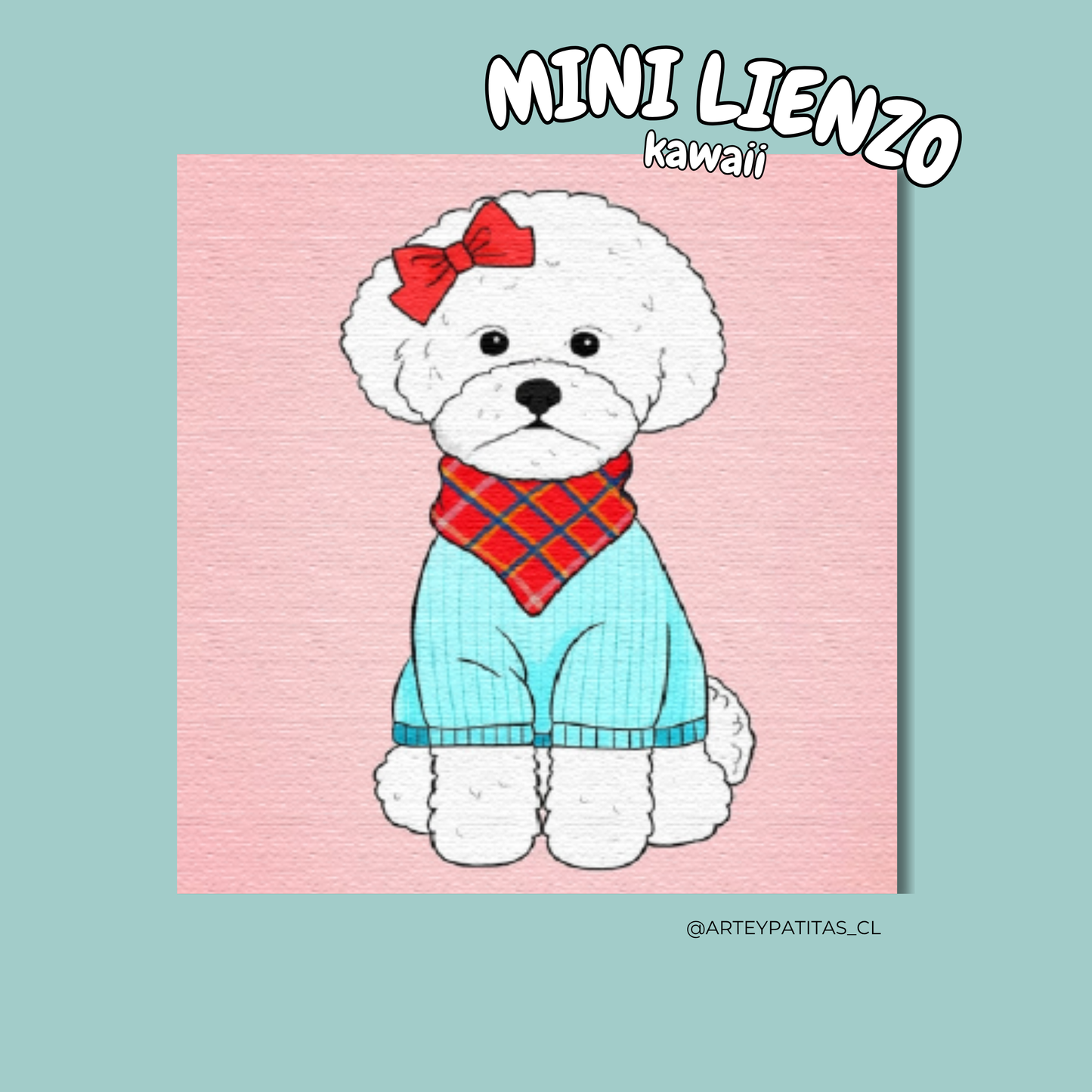 Cuadro de mascota caricatura tierna