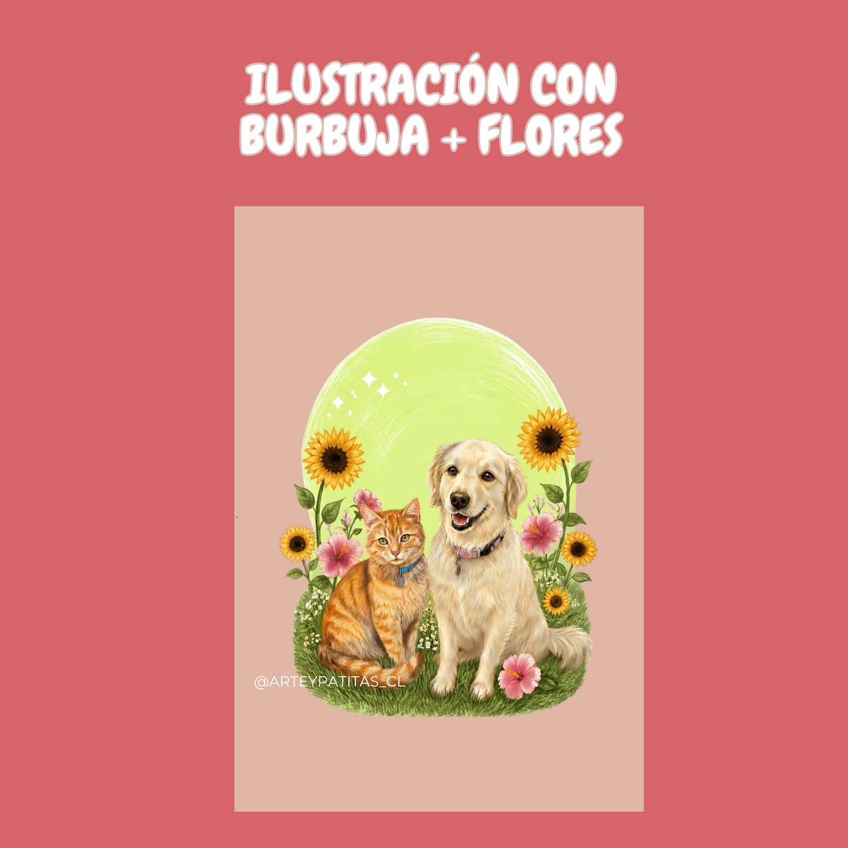 Ilustración Mascota +Flores