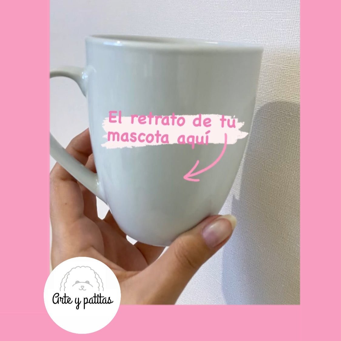 Taza blanca pintada con 1 mascota