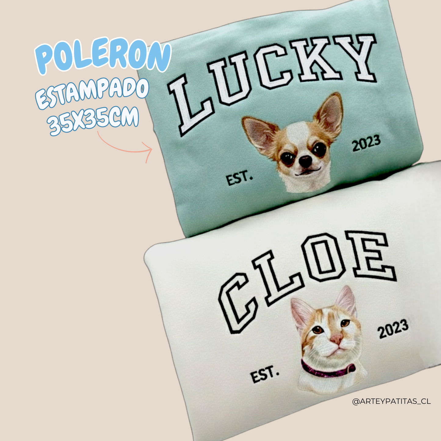 Polerones/Hoodie con estampado de 1 mascota