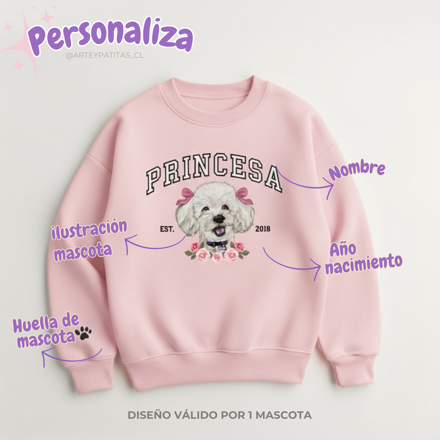 Polerones/Hoodie con estampado de 1 mascota