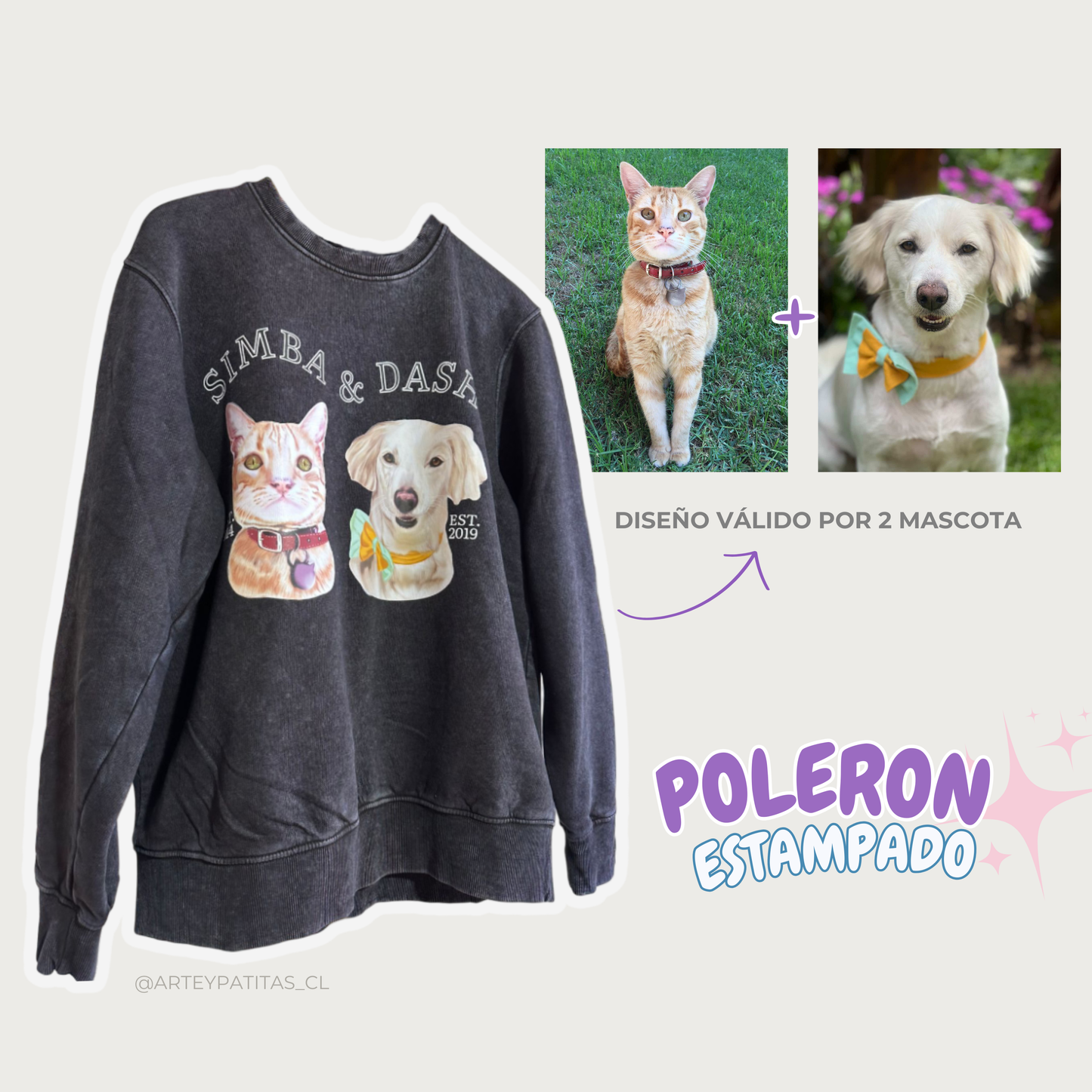 Polerones/Hoodie con estampado de 2 mascota