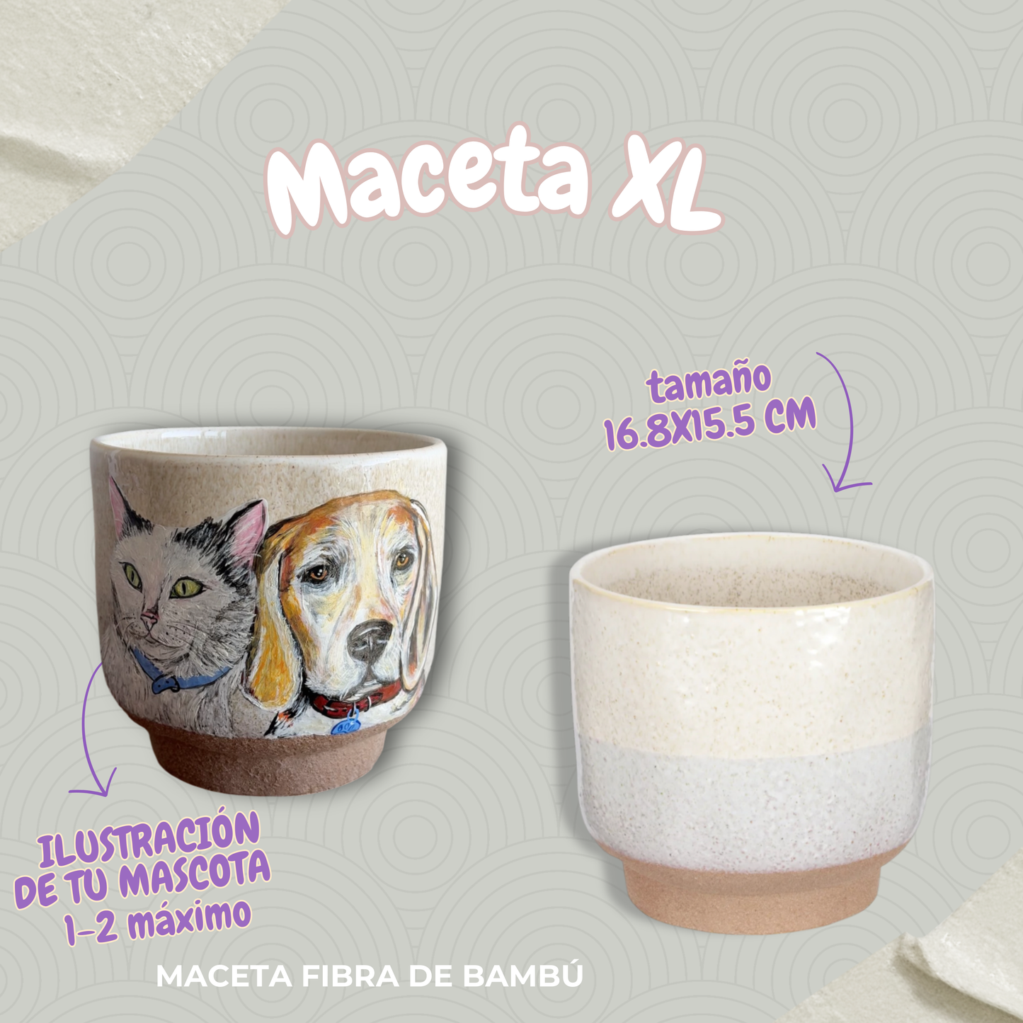 Maceta pintada tamaño XL