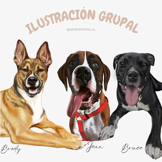 Ilustración digital grupal  de Mascotas