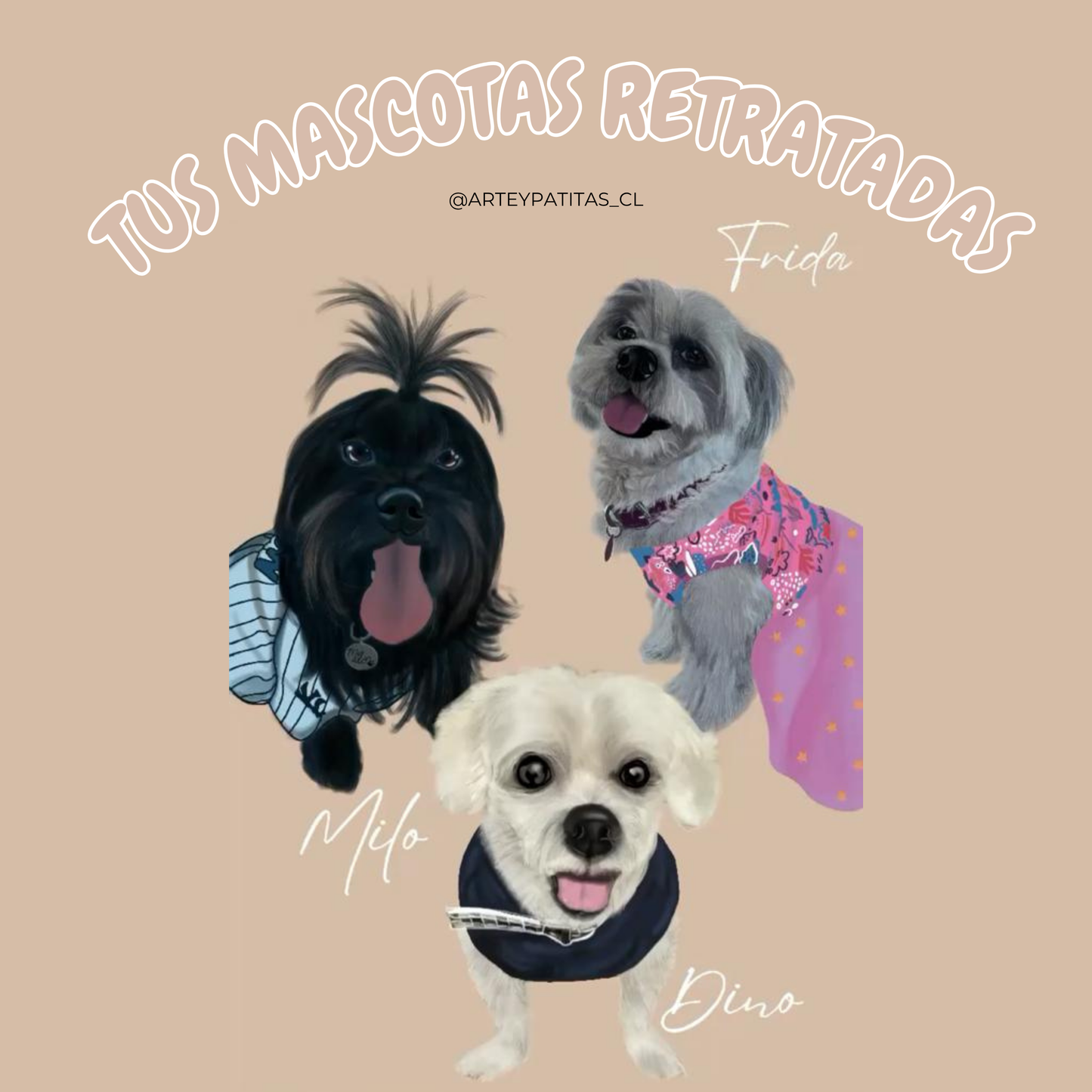 Ilustración digital grupal  de Mascotas