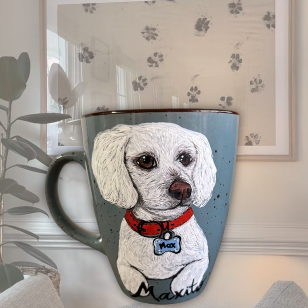 Taza única pintada a mano